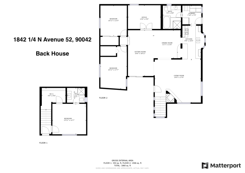 1842 N Avenue 52, Los Angeles CA, 90042 Back House View Blueprint