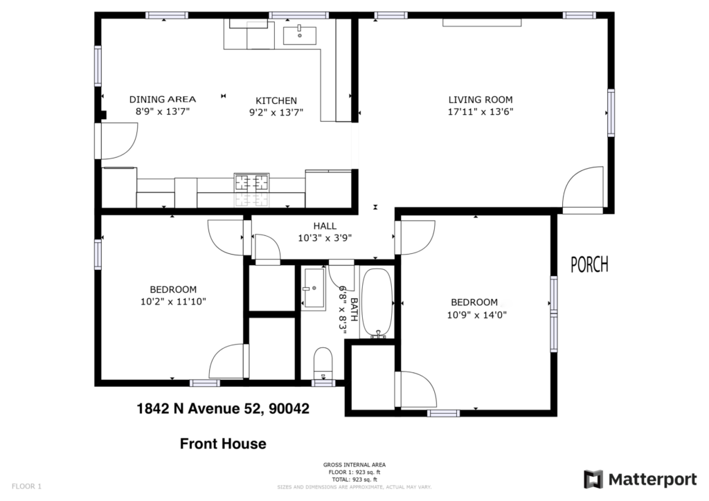 1842 N Avenue 52, Los Angeles CA, 90042 Front House View Blueprint
