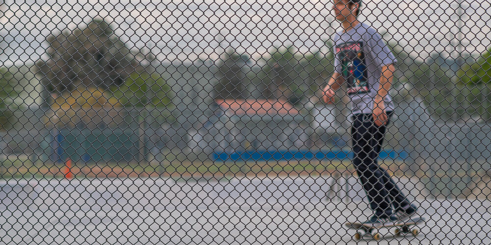 Skateboarder at Garvanza Skate Park, Los Angeles, CA